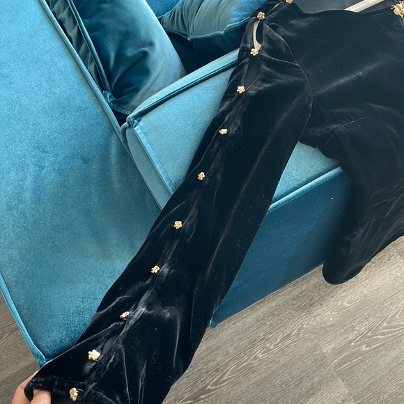 For Love & Lemons Beatrix black velvet dress size S - Picture 6 of 12